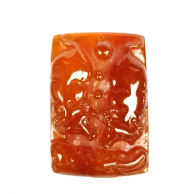 Colgante de dos vacas talladas a mano de ágata roja natural china de 1,8 pulgadas colección de regalo Foto 1 de 4