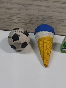 Vintage Lot Of 80s Erasers, Ice Cream Cone, Soccerball, Milk Carton - Picture 1 of 5