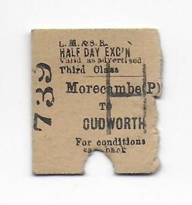 Railway Ticket LMS Morecambe to Cudworth 1951 3rd Half Day Excursion Edmondson>