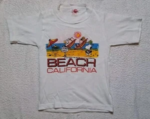 California Beach Peanuts Shirt Youth Kids Size Small Vintage Artex Jostens - Picture 1 of 6