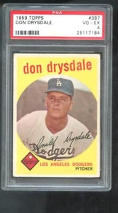 1959 Topps #387 Don Drysdale PSA 4 Graded Baseball Card MLB Los Angeles Dodgers - Picture 1 of 2