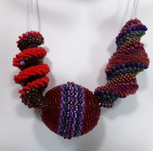 BEADWORK ARTWORK NECKLACE SILVER PLATE CHAIN 18" J88CR AZ16 cl88cr - Picture 1 of 16