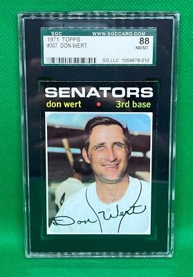 1971 TOPPS DON WERT #307 SGC 88 NM/MT 8 SENATORS - Image 1 of 2