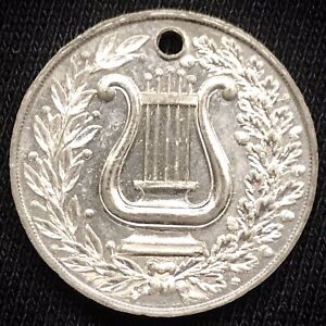 1888 Allemagne Astoria  25e jubilé chœur homme médaille métal blanc RARE