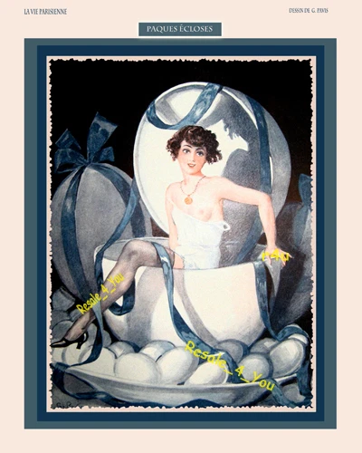 5x7 PAQUES ECLOSES Sexy Mujer Pascua Vintage La Vie Parisienne portada arte impresión Foto 1 de 1