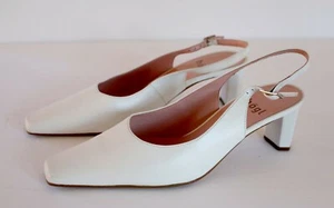 HÖGL Women's Slingback Shoes in Pearl White Leather  Size 8,5 M - Picture 1 of 11