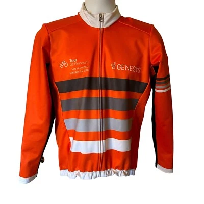 Genesys Cycling Club Orange Black Gray Jacket January 2018 San Francisco CA Warm - Image 1 of 4