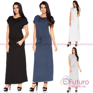 Wunderschönes Maxikleid mit kurzärmeligem Oversize Jersey langes Tuch Einheitsgröße FT2081 - Bild 1 von 6