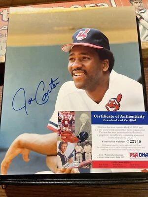 Joe Carter Autographed 8x10 Color Photo Indians PSA DNA Authentic COA Indians NM - Image 1 of 4