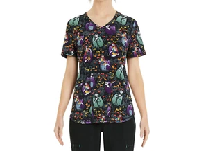 Nightmare Before Christmas Women's Alive Love Print Scrub Top​ Multicolor Sz 2XL - Picture 1 of 6