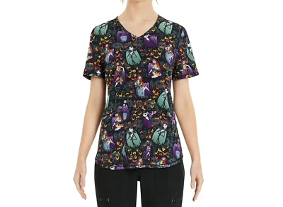 Nightmare Before Christmas Women's Alive Love Print Scrub Top​ Multicolor Sz 2XL - Image 1 of 4