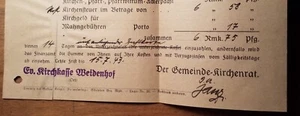 Ev. Kirchenkasse Weidenhof 1942 - Rechnung für Kirchensteuer in Leipe Petersdorf - Picture 1 of 1