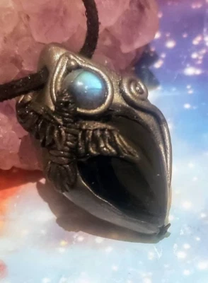 The Morrigan. Raven Heart Wiccan Jewelry Irish Pagan Dark Goddess Pendant. - Image 1 of 3