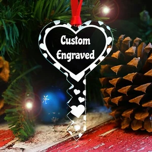 Nuevo Hogar Navidad Adorno 2020 Personalizado Primera Llave para el Hogar Decoración Acrílico Corazón - Imagen 1 de 8