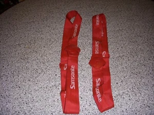 Samsonite Red & White Stripe Luggage Straps Set of Two - Picture 1 of 2