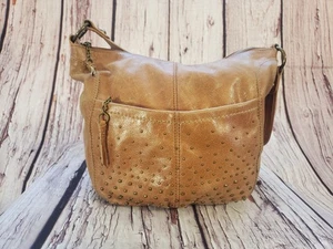 The Sak Medium Leather Beige Brown Purse Handbag Shoulder Beaded Zip - Picture 1 of 16