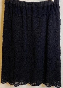 Monroe & Main Women Crochet Gypsy Fairy Black Lined Lace Cottage Scallop Skirt - Picture 1 of 4