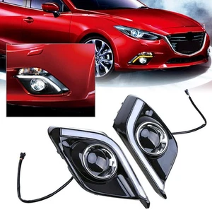 Pair LED DRL Daytime Running Light Fog Lamp for Mazda 3 Axela 2014 2015 2016 - Picture 1 of 10