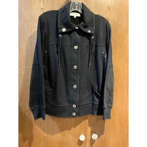 Jones of New York schwarze modische Jacke Druckknopfverschluss Baumwolle/Poly-Mischung Gr. Medium - Bild 1 von 5