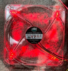 COOLER MASTER A14025-10CB-4MN-F1 DF1402512SEDN 140MM RED LED CLEAR FAN 12V 0.14A - Picture 1 of 3