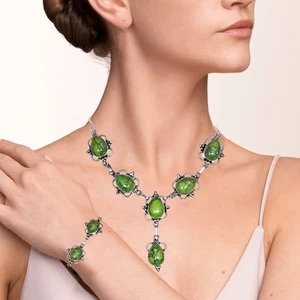 Jewelry Turquoise Green Pendant Set Earrings Necklace Aquamarine - Bild 1 von 9