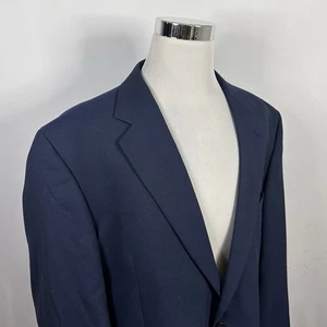 Geoffrey Beene 52R Sport Coat Navy Blue Two Button Lined Vented Poly Rayon Blend - Picture 1 of 8
