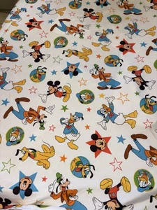 Vintage Disney Baby/Kleinkind flaches Laken Mickey, Donald, Goofy, Pluto - Bild 1 von 4