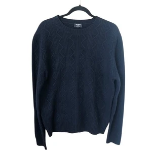 Todd Snyder Blue Mens L 100% Merino Wool Sweater Cable Knit Crewneck Fisherman - Picture 1 of 3