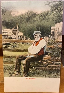 UK Postcard Old WOODMAN Lumberjack Timber Man English Farm Life Boots Chemist - Picture 1 of 2