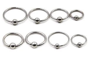  6mm - 19mm Large Captive Bead Ring Earring Circular Bar CBR Nipple Septum Hoop - Picture 1 of 1