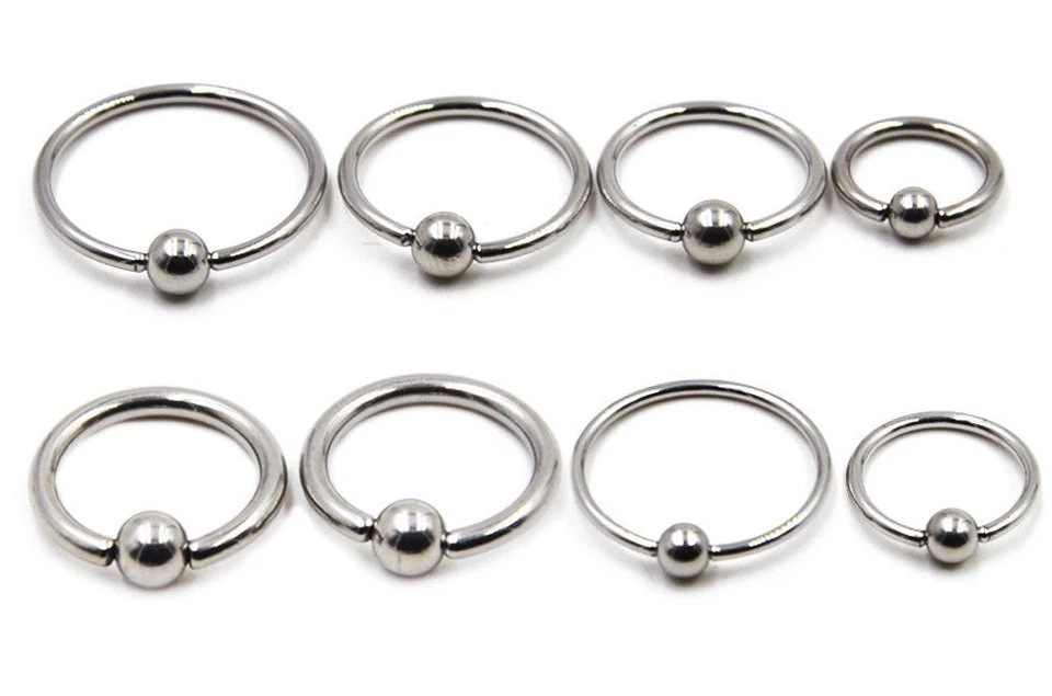  6mm - 19mm Large Captive Bead Ring Earring Circular Bar CBR Nipple Septum Hoop - Image 1 of 1