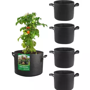 5Pk Plant Grow Bags Fabric Pot Nursery Soil Bag with Handles Thickened Nonwoven. - Picture 1 of 24