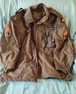Vintage 1960s US Army M-51 Field Jacket XL Sergeant 1st Class & Unit Patches - Picture 1 of 18