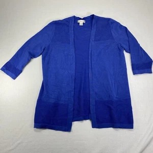 Christopher & Banks Womens Open Knit Cardigan Sweater Size M Blue 3/4 Sleeve - Picture 1 of 9