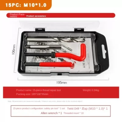 25 Pezzi Strumento Riparazione Filettatura Manicotto Vite Candela Filettato Denti Riparatore - Immagine 1 di 4