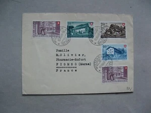 SWITZERLAND, cover to France 1949, set Pro Patria houses - Picture 1 of 1