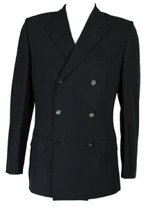 Chaqueta de traje para hombre GUCCI negra sarga de lana solapa pico doble botonadura 48 - Imagen 1 de 8