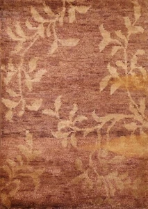 Nature Print Transitional Moroccan Oriental Area Rug 5'x7' Jute Hand-knotted Rug - Picture 1 of 12