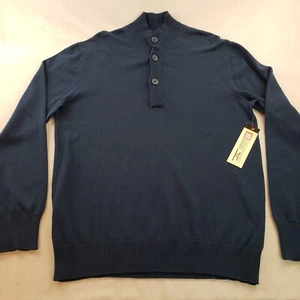 Jordan Craig Legacy Edition Sweater Mock Neck Button Neck Cotton Blue Men L New - Picture 1 of 12