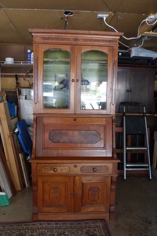 ANTIQUE  1887 Eastlake  Walnut Secretary Desk Bookcase Cover