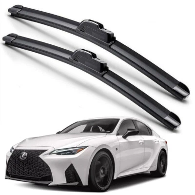 For 2014-2024 Lexus IS200t IS300 IS350 Windshield Wiper Blades Hybrid Silicone - Image 1 of 4