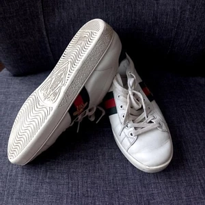 Gucci Calfskin Ayers Web Bee Embroidered Ace Sneakers white EU 39 UK 6 - Picture 1 of 20