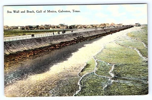 Galveston Beach Texas Sea Wall Beach Gulf Mexico Postcard B987 - Picture 1 of 2