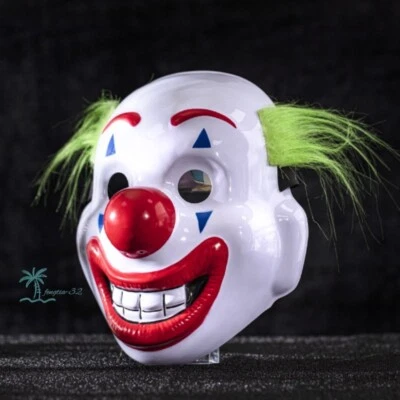 Green Hair Joker Mask Party Terror Movie Props PVC Plastic Halloween Performance - Image 1 of 4