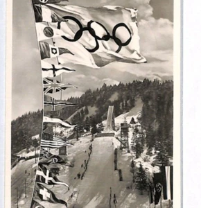 GERMANY Postcard 1936 WINTER OLYMPIC GAMES Set{3} Garmisch FLAGS SKI-JUMP YV419 - Picture 1 of 12