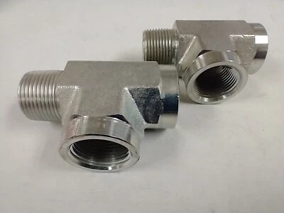 5602-12-12-12 3/4" FNPT TO 3/4" MNPT TO 3/4" FNPT STEEL TEE FITINGS (LOT OF 2) - Image 1 of 3