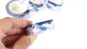 Dreamy Whale washi tape with Silver Foil accents, 15mm x 10m - Picture 1 of 2