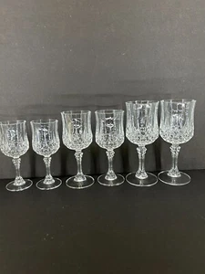 Collection of 6 Cristal D'Arques-Durand Longchamp Heavy Crystal Wine Glasses - Picture 1 of 5