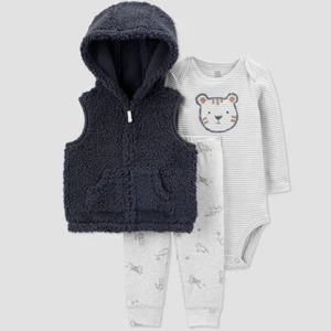 Nuevo con etiquetas 12 meses 1000000219 Bebé Niños Tigre Sherpa Chaleco Conjunto Superior e Inferior - Imagen 1 de 1