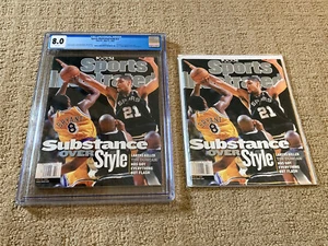 Tim Duncan vs Kobe Sports Illustrated CGC 8.0 White Pages- San Antonio Spurs - Picture 1 of 4